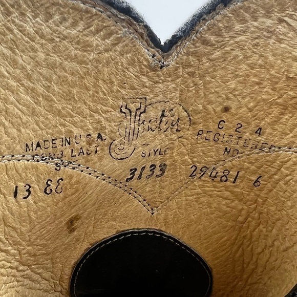 Justin Boots Ropers Collection Black Kipskin Western Boots - Picture 15 of 15